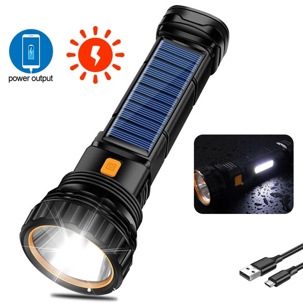bright rechargeable searchlight handheld led flashlight Eyotto 1000lm Solar Flashlight LED Rechargeable Flashlight, Super Brig – eYotto