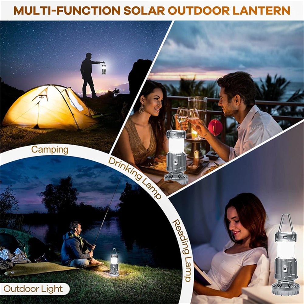 Eyotto 2 in 1 Solar Camping Fan Light, 1500mAh Adjustable Outdoor LED Camping Light, Solar Camping Lantern Portable Rechargeable Fan Light
