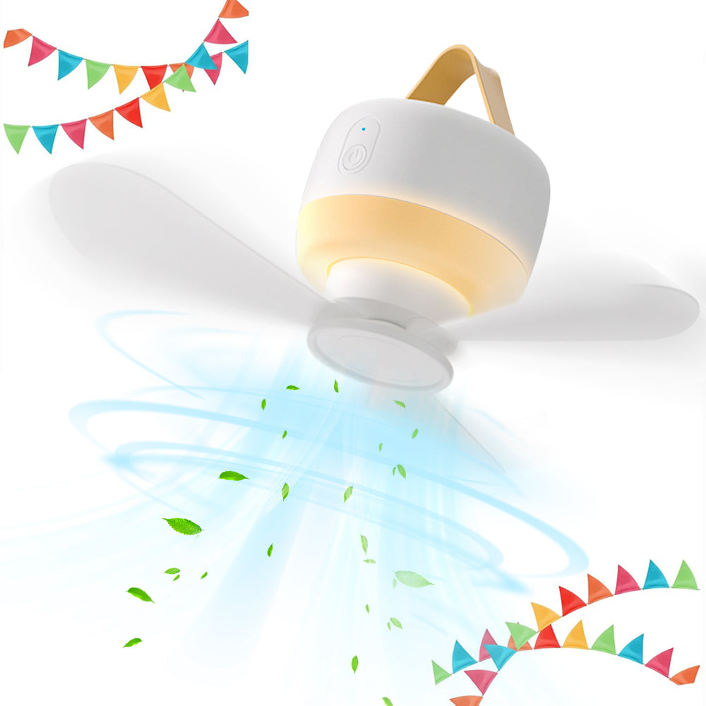 Eyotto Camping Fan Light with Hook, 3600mAh Rechargeable 3 Blades Camping Fan Lantern, Portable Fan with 3 Modes Outdoor Camping Light for Tent Camping Hiking Picnic Hiking Fishing