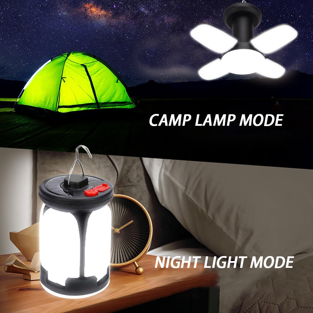 eYotto 3 in 1 Solar Camping Light with Hook, 2400mAh Rechargeable Camping Lantern, Foldable Camping Light for Outdoors Night Light Camping Tent Light