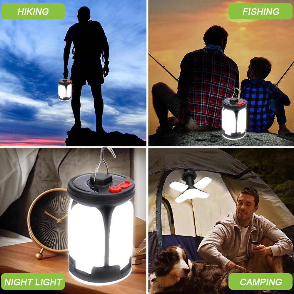 eYotto 3 in 1 Solar Camping Light with Hook, 2400mAh Rechargeable Camping Lantern, Foldable Camping Light for Outdoors Night Light Camping Tent Light