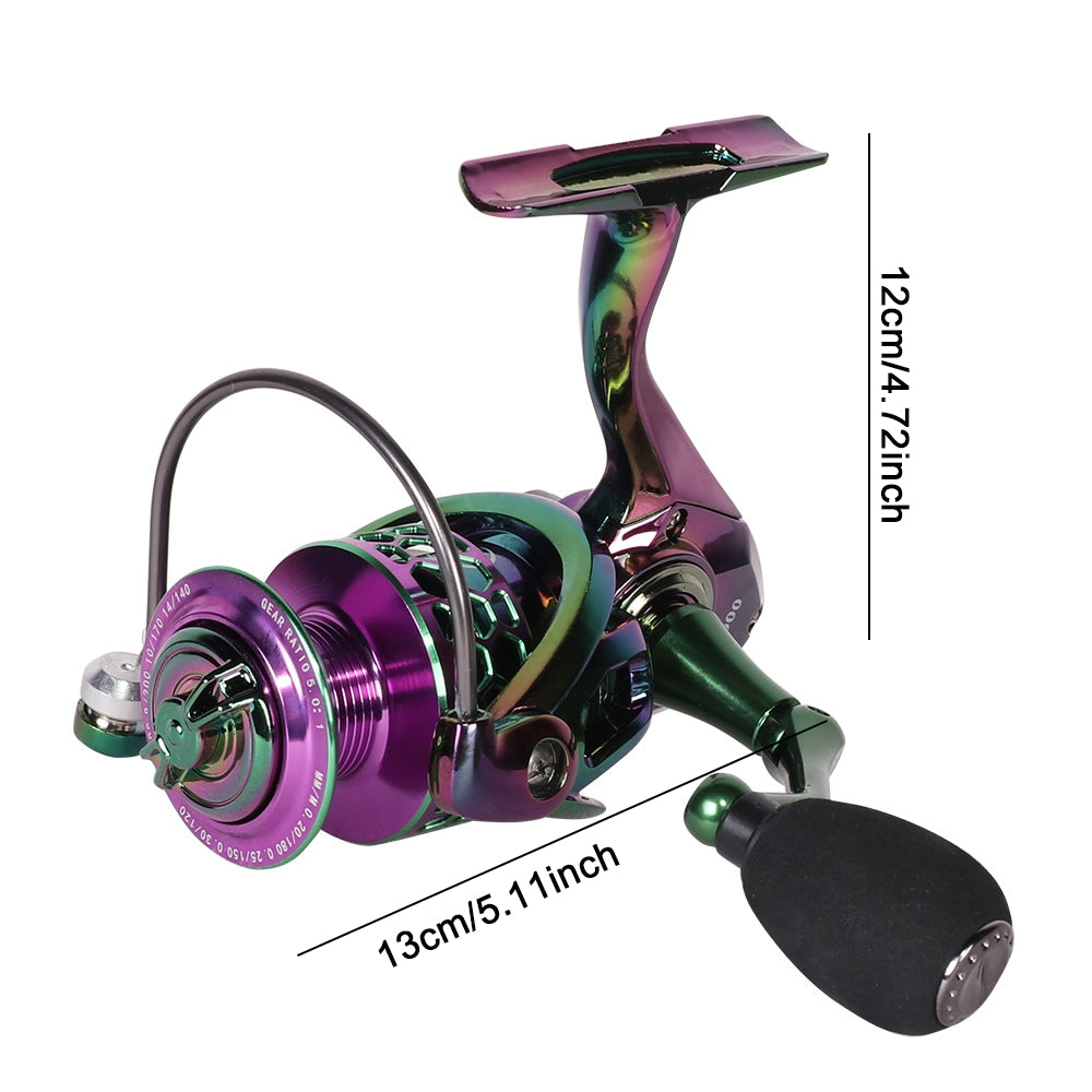 Eyotto Fishing Reel, 5.0:1 Spinning Fishing Reel, Lightweight Spinning Reel 14+1 Bearing Fishing Reel for Bass Redfish, Purple