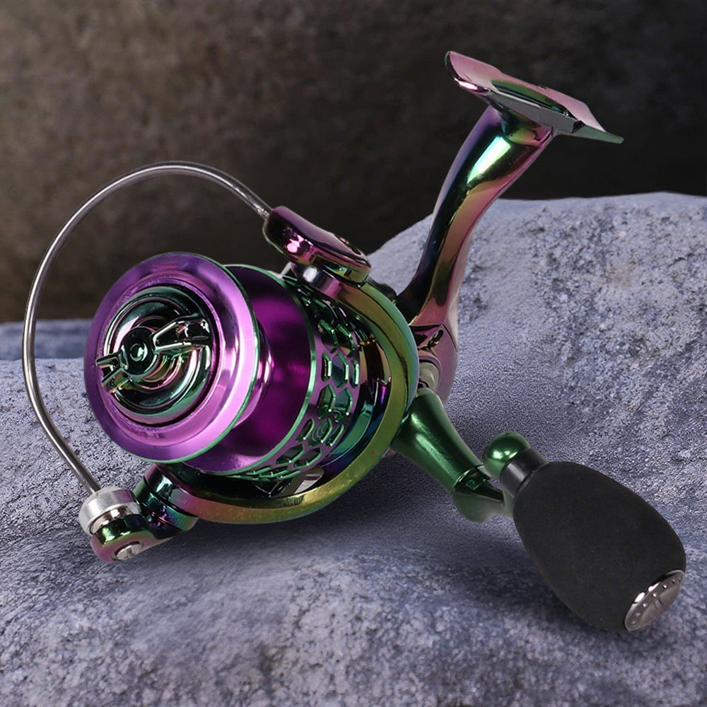 Eyotto Fishing Reel, 5.0:1 Spinning Fishing Reel, Lightweight Spinning Reel 14+1 Bearing Fishing Reel for Bass Redfish, Purple