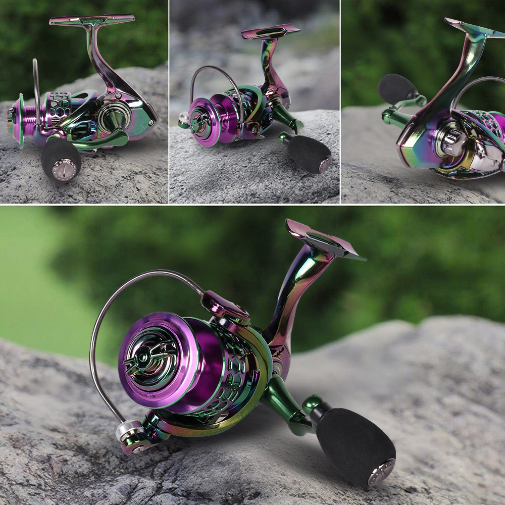 Eyotto Fishing Reel, 5.0:1 Spinning Fishing Reel, Lightweight Spinning Reel 14+1 Bearing Fishing Reel for Bass Redfish, Purple