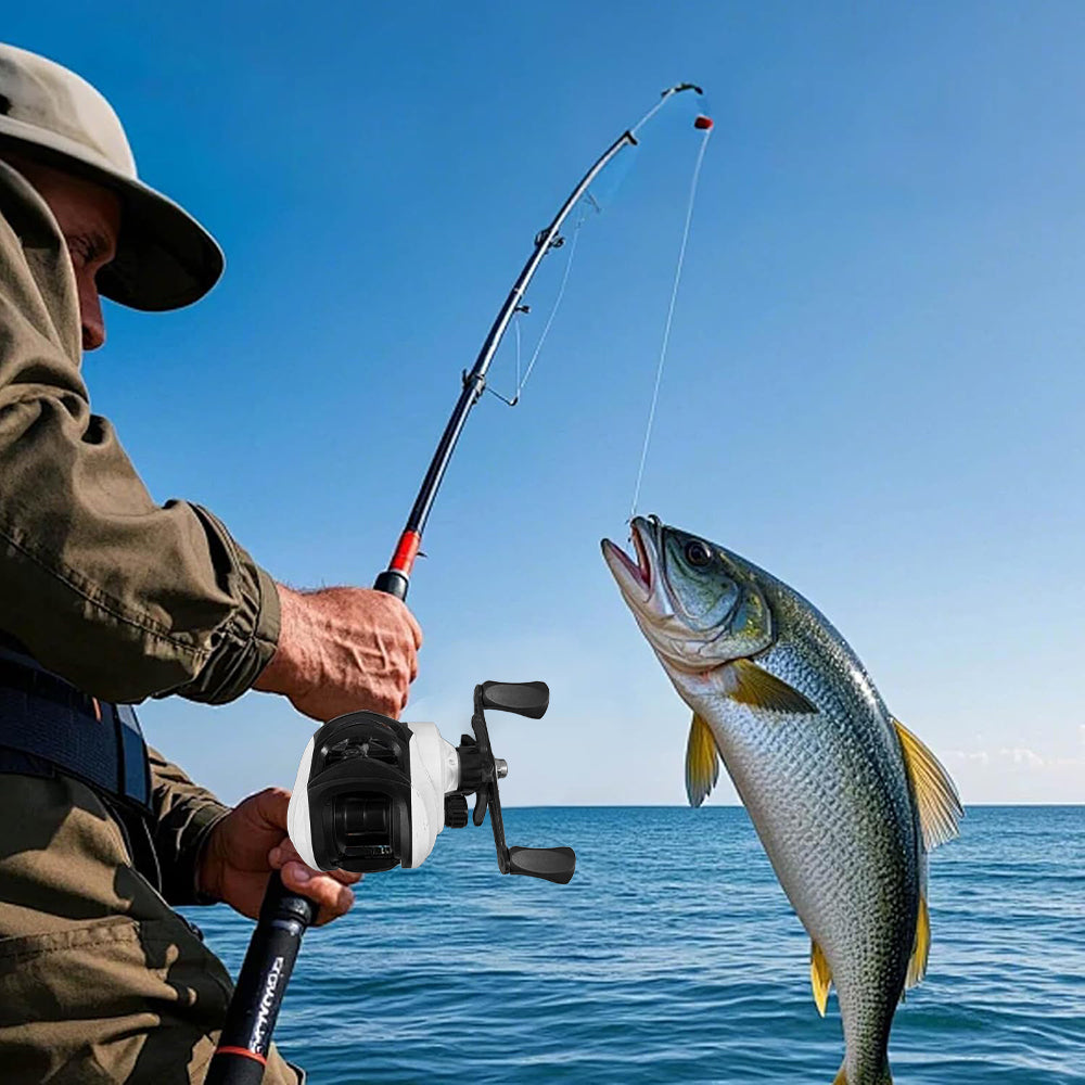 Eyotto 7.2:1 Metal Fishing Reel, Right Hand, White