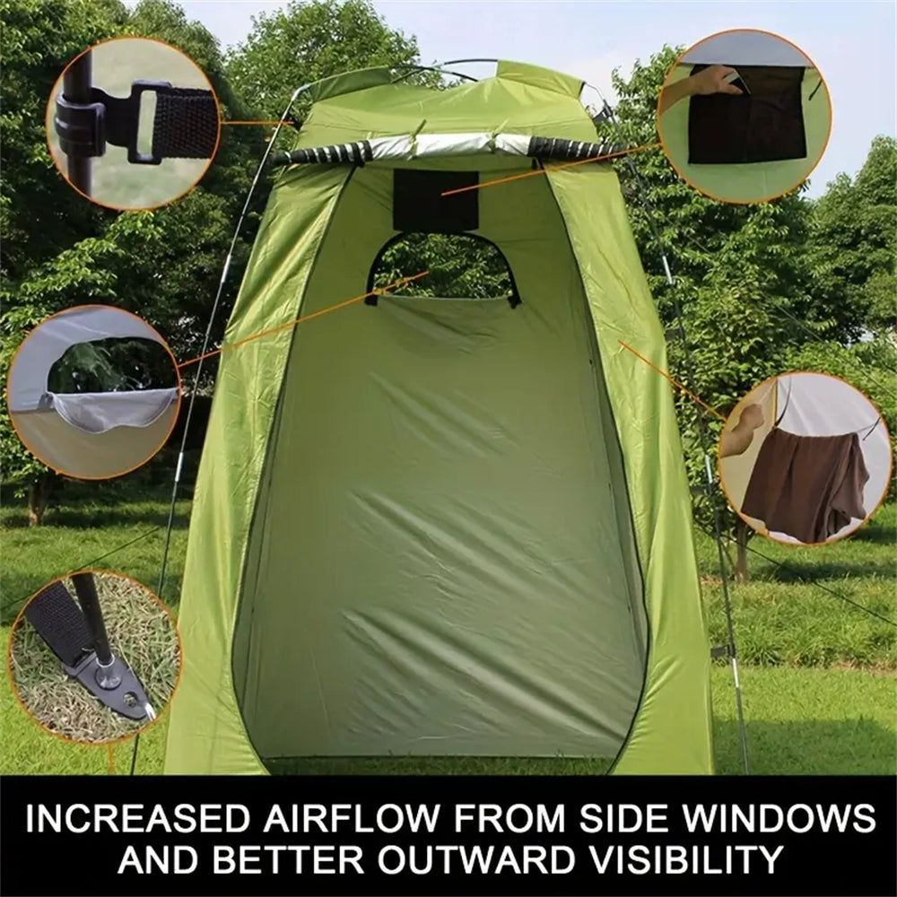Eyotto 75in Pop up Quick Set Up Shower Tent, Waterproof Dressing & Privacy Tent for Camping and Beach, Portable Changing Room Shelter Canopy with Storage Bag Green