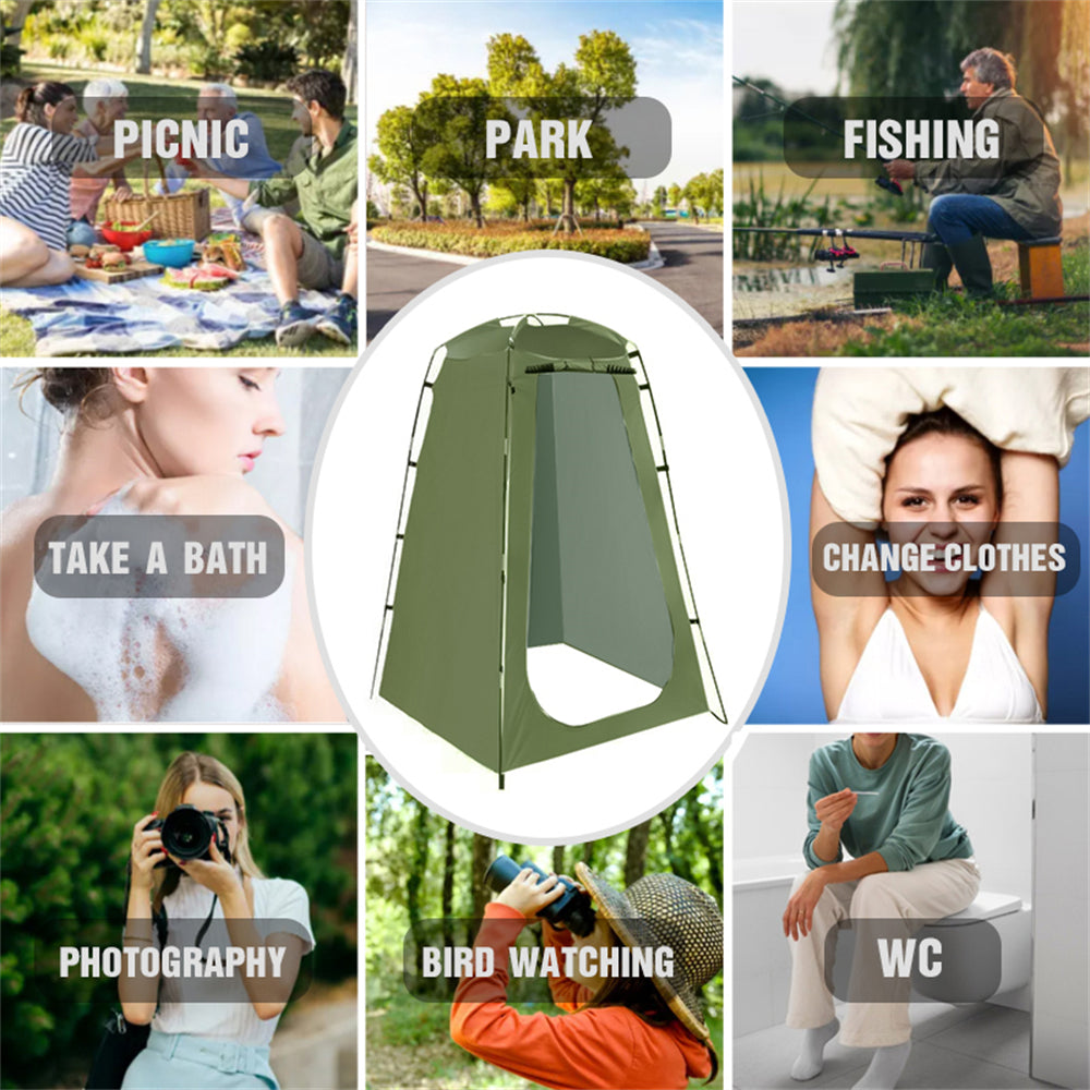 Eyotto 75in Pop up Quick Set Up Shower Tent, Waterproof Dressing & Privacy Tent for Camping and Beach, Portable Changing Room Shelter Canopy with Storage Bag Green