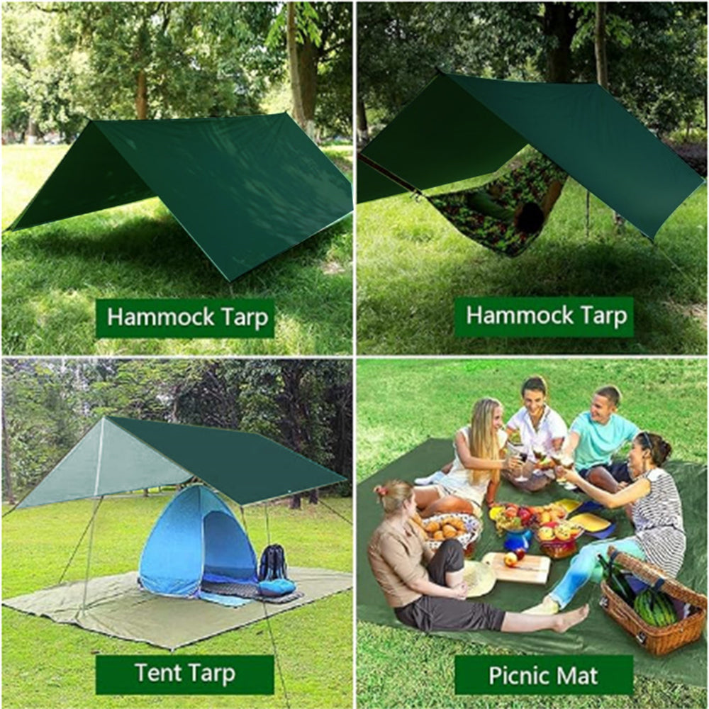 Eyotto 10ft *10ft Outdoor Camping Canopy, Waterproof Fly Tent Tarp, Easy Set up Portable Canopy with Storage Bag for Camping Picnic