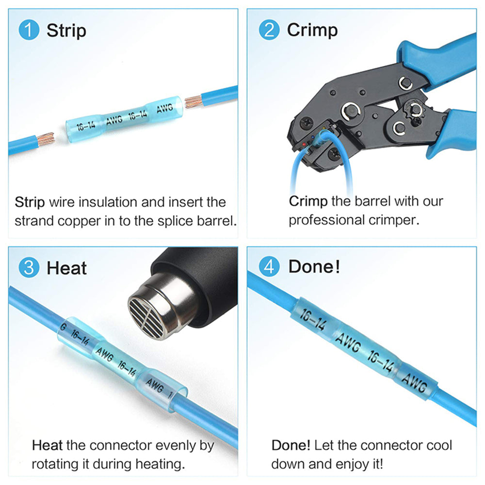 Eyotto 330PCS Heat Shrink Bullet Connectors Butt Splice Wire Connectors Kit, Tinned Copper Insulated Connectors