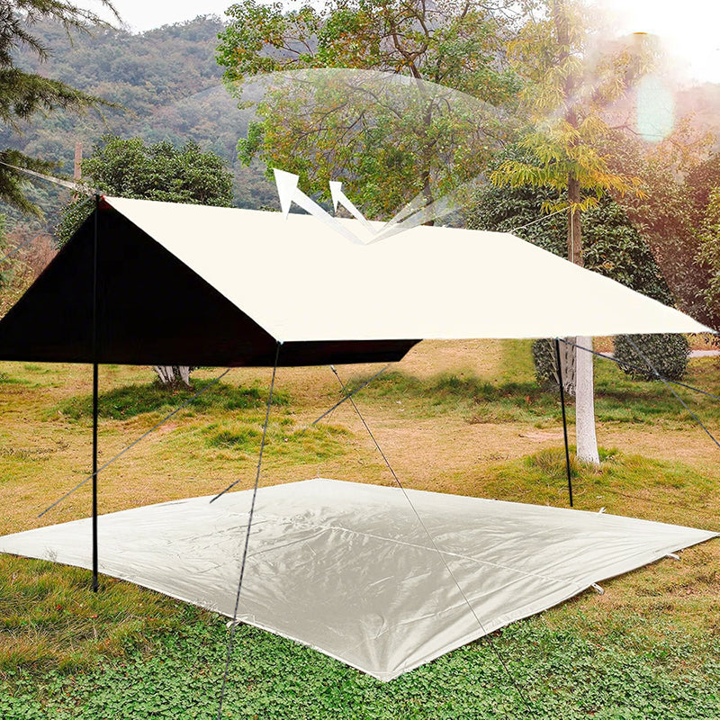 Eyotto 13ft*10ft Camping Tent Tarp, Vinyl Canopy Fly Tent, Portable Camping Tarp with Storage Bag, Waterproof Tarp, White