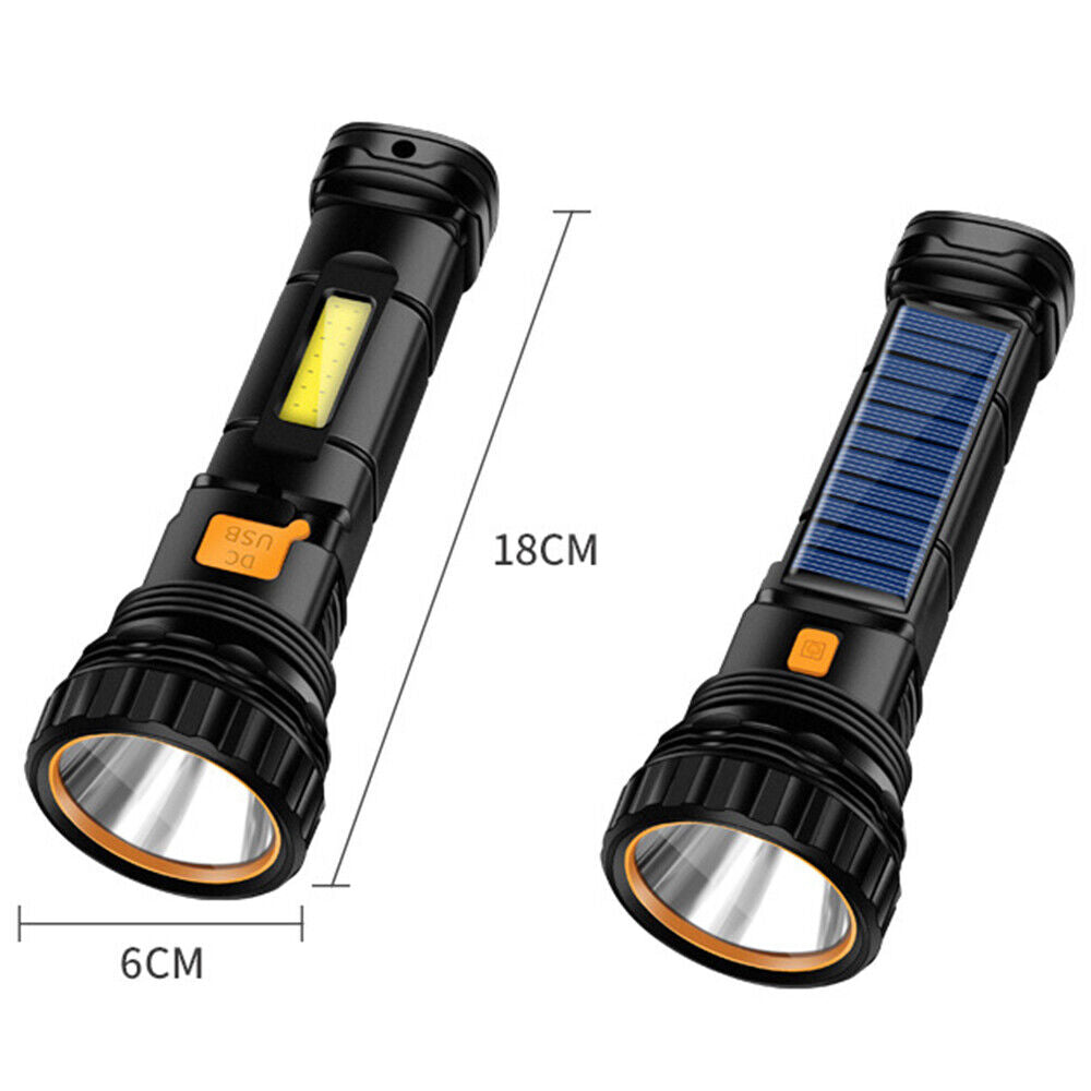 Eyotto 1000lm Solar Flashlight LED Rechargeable Flashlight, Super Bright Torch, 3 Modes Handheld Outdoor Searchlight, Power Bank, Long Distance Spotlight for Camping Hiking Climbing Fishing