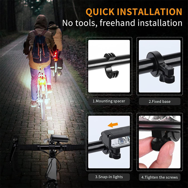 eYotto 1200LM Bike Light USB Rechargeable Bicycle Light Ultra Bright LED Spotlight 4 Modes High & Low Beam Waterproof Bike Headlight for Night Riding Running Fishing Camping