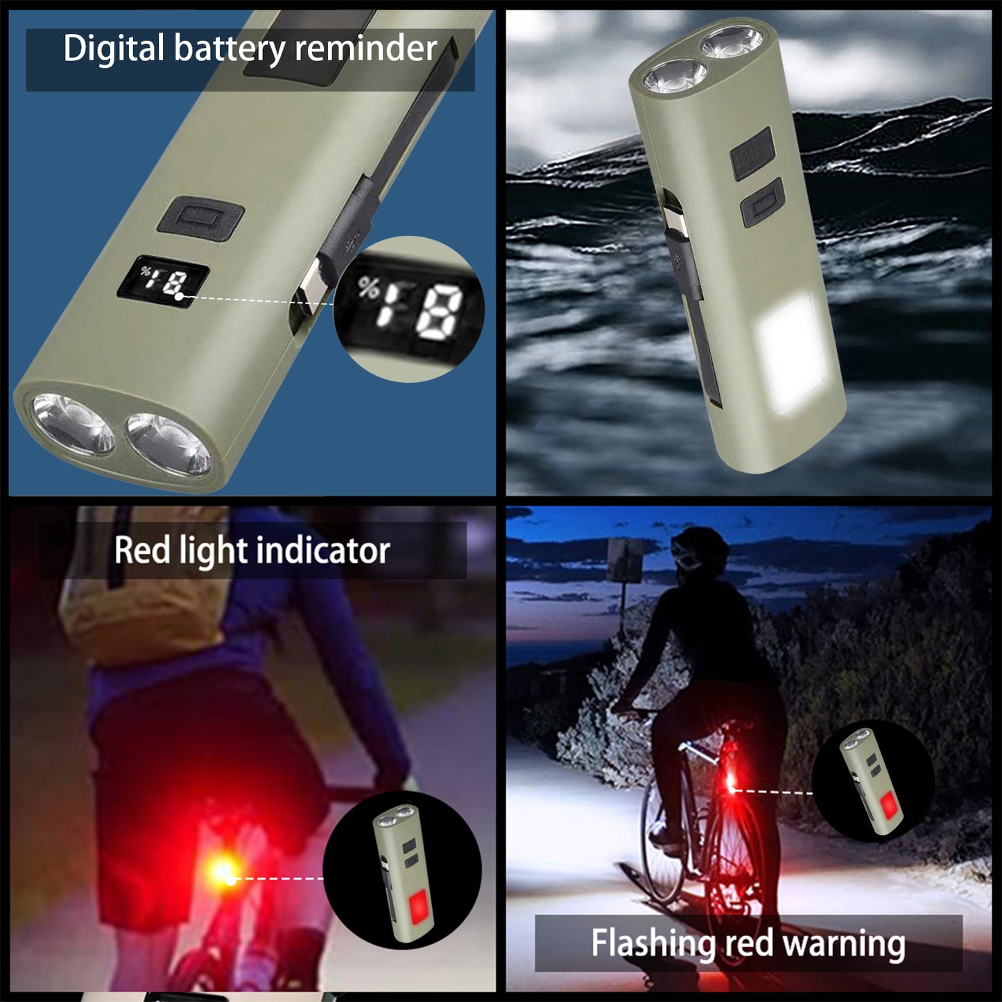 Eyotto 1200LM Bike Front Light USB Rechargeable Bicycle Light Ultra Bright LED Spotlight with Digital Display, 6 Modes Adjustable Bike Light with Side Light