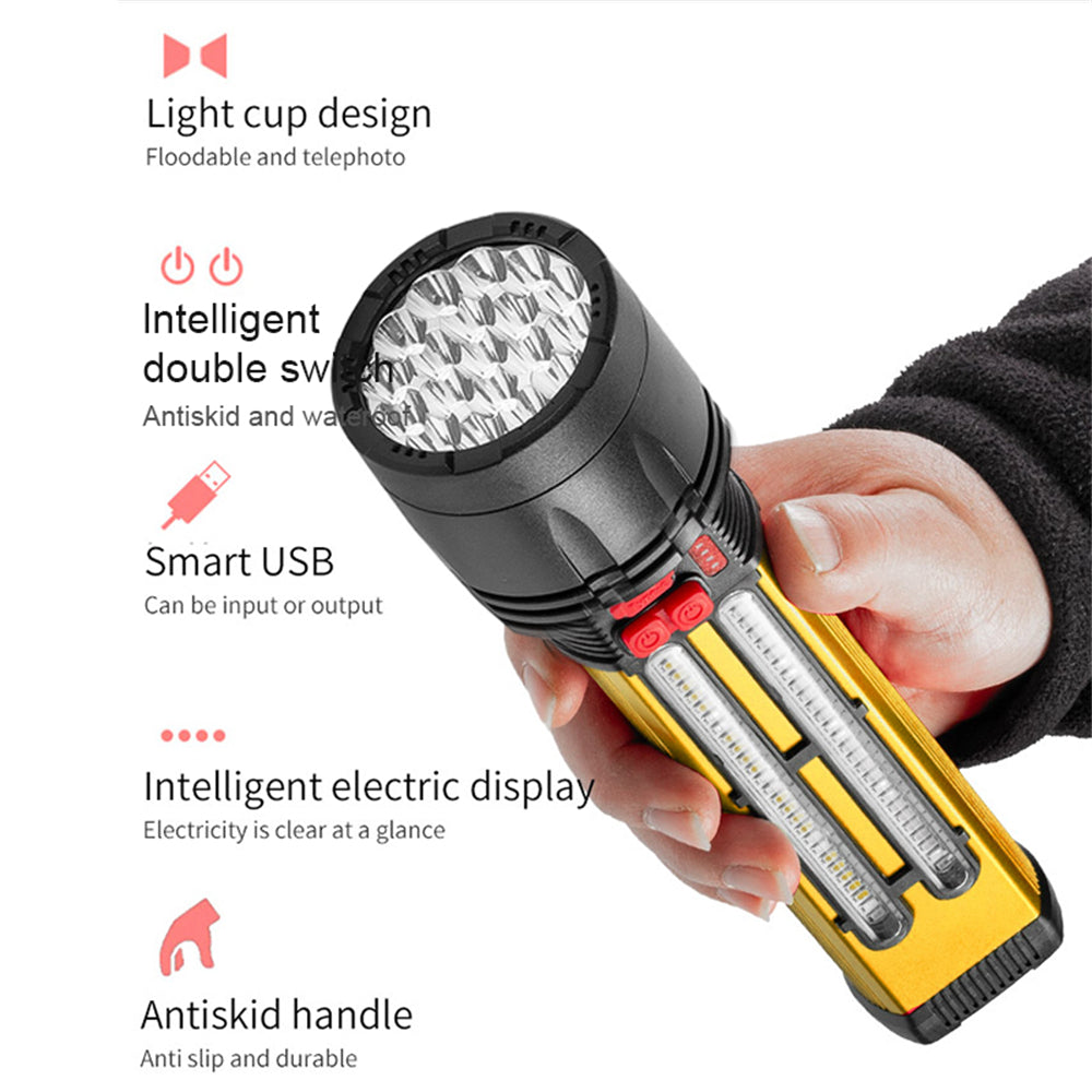 Eyotto Solar Flashlight 1100LM Super Strong Brightness Flashlight Outdoor Emergency Hand Held Torch, Solar Spotlight 7 Modes for Climbing Search Outdoor Camping Hiking