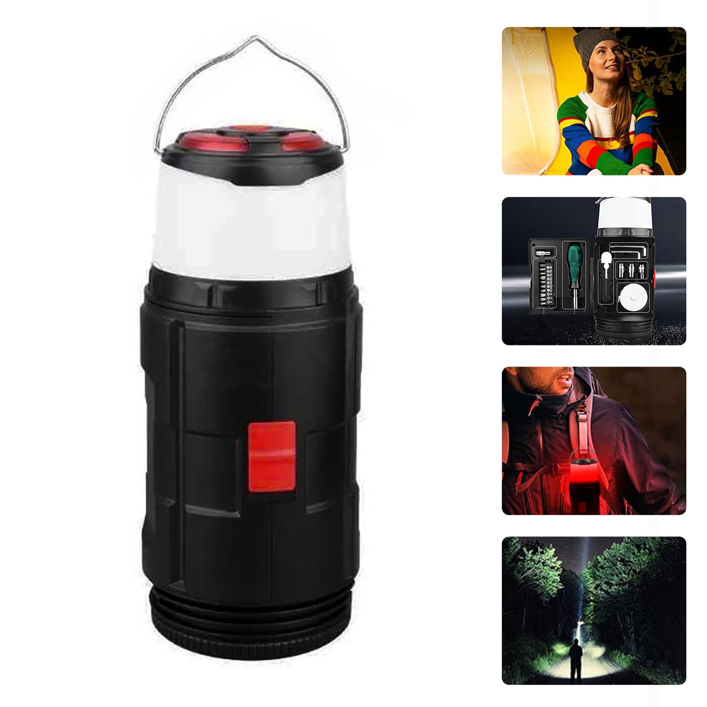 Eyotto 2 in 1 Camping Light with Tool Box, 4 Modes Outdoor Camping Lantern, Built-in Tool Box for Emergency for Camping Fishing Hiking Outdoor Activities