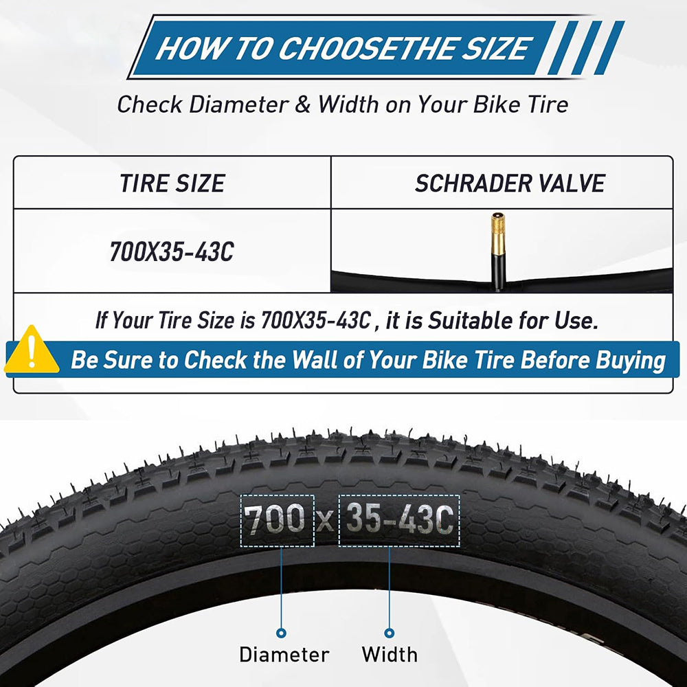 eYotto 2 Pack Bike Tires,700c x 35-43c, Black, Bicycle Replacement Tires, Butyl Rubber