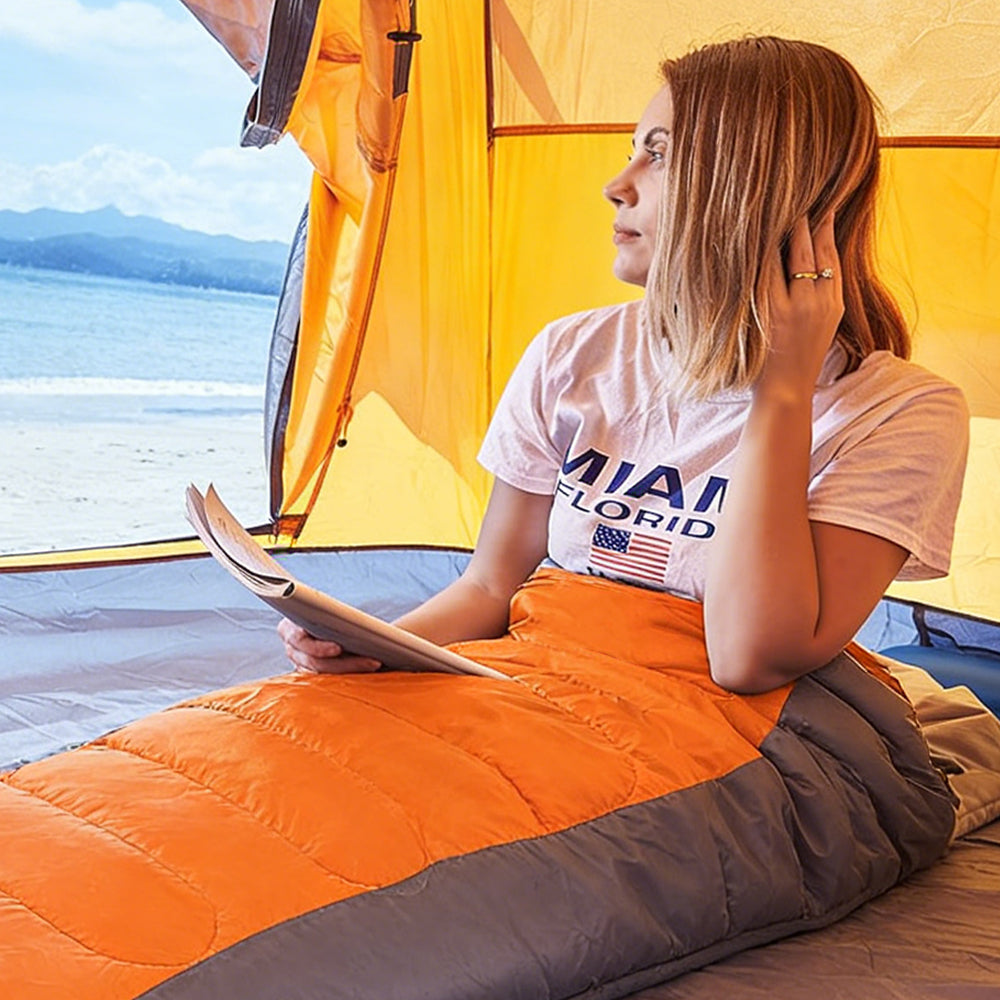 Eyotto 83" Sleeping Bag with Storage Bag, Camping Waterproof Sleeping Bag for Adult, Camping Gear Equipment for Travel Hiking Picnic Climbing, Orange