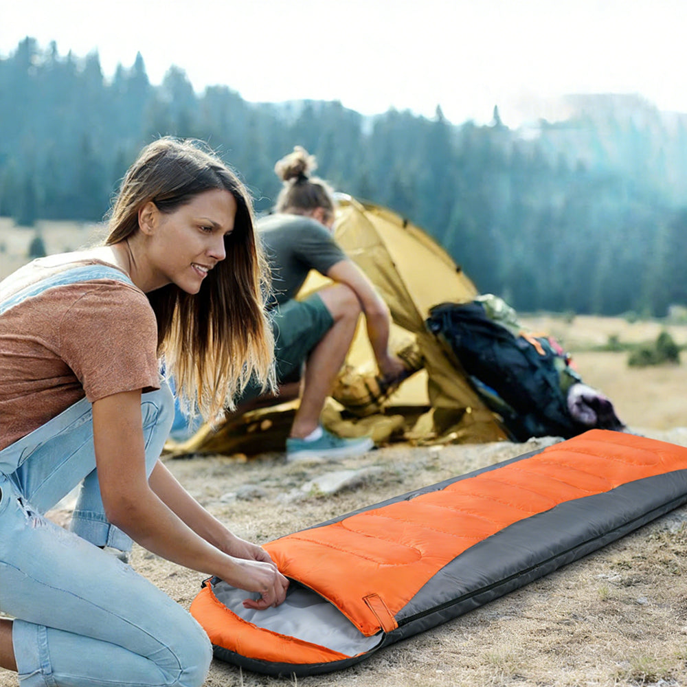 Eyotto 83" Sleeping Bag with Storage Bag, Camping Waterproof Sleeping Bag for Adult, Camping Gear Equipment for Travel Hiking Picnic Climbing, Orange