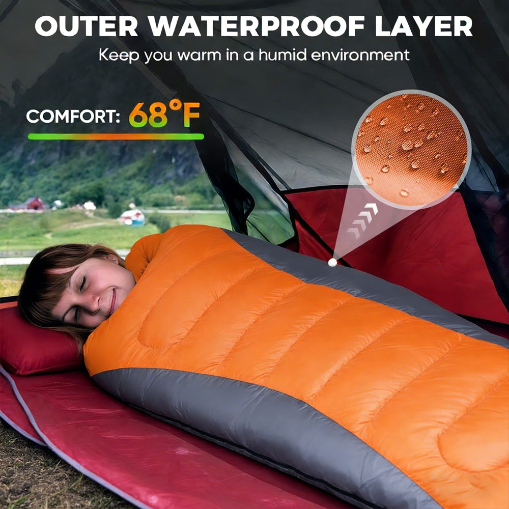 Eyotto 83" Sleeping Bag with Storage Bag, Camping Waterproof Sleeping Bag for Adult, Camping Gear Equipment for Travel Hiking Picnic Climbing, Orange