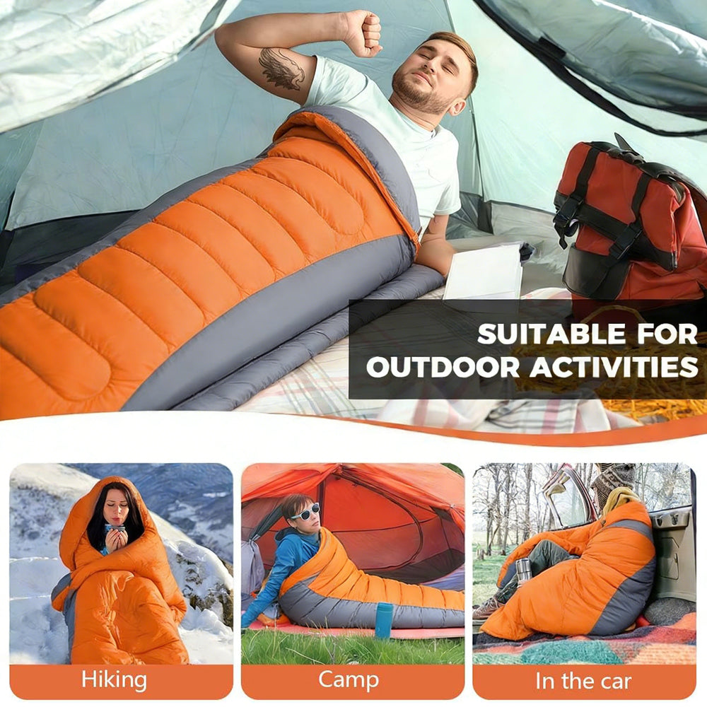 Eyotto 83" Sleeping Bag with Storage Bag, Camping Waterproof Sleeping Bag for Adult, Camping Gear Equipment for Travel Hiking Picnic Climbing, Orange
