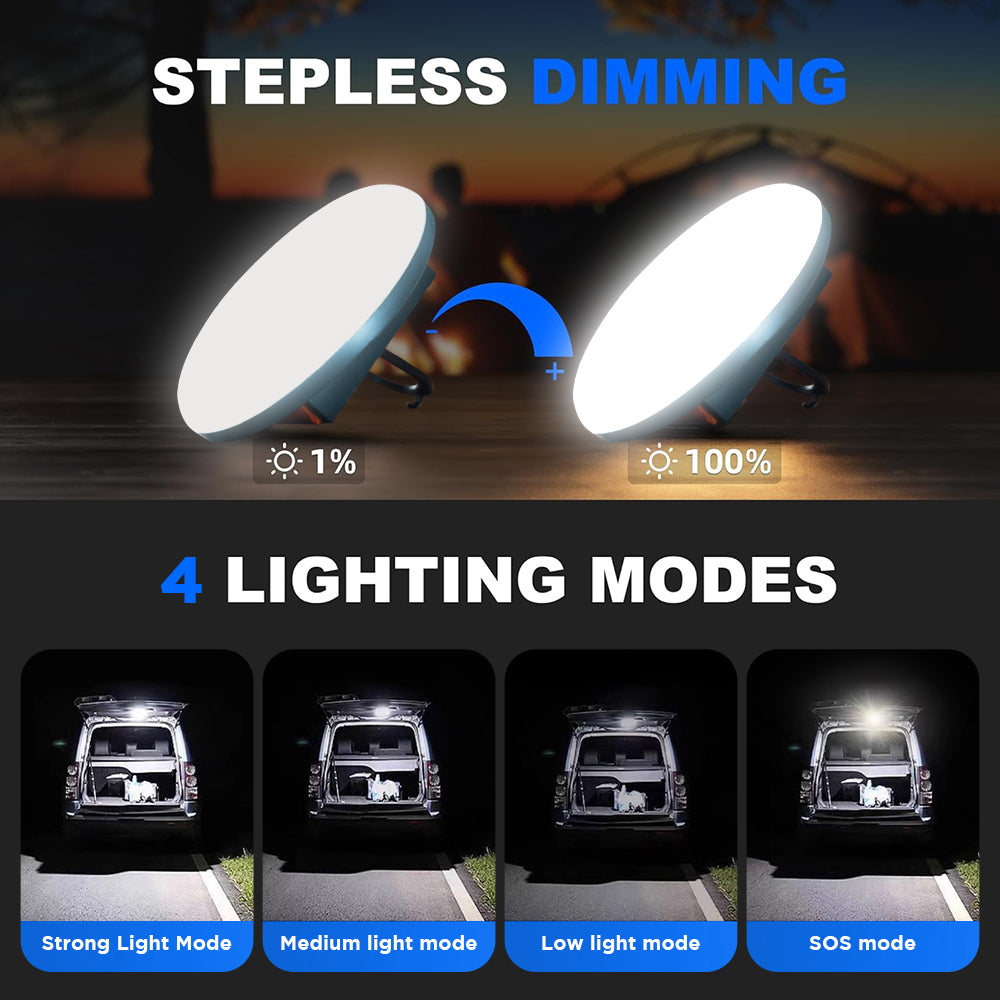 Eyotto Rechargeable Camping Lantern with Magnetic Hook, 7200mAh Round LED Camping Light with Digital Display, Waterproof Outdoor Camping Lantern with 4 Modes