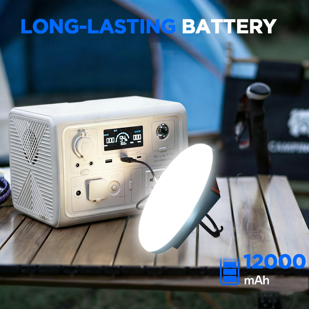 Eyotto Rechargeable Camping Lantern with Magnetic Hook, 7200mAh Round LED Camping Light with Digital Display, Waterproof Outdoor Camping Lantern with 4 Modes