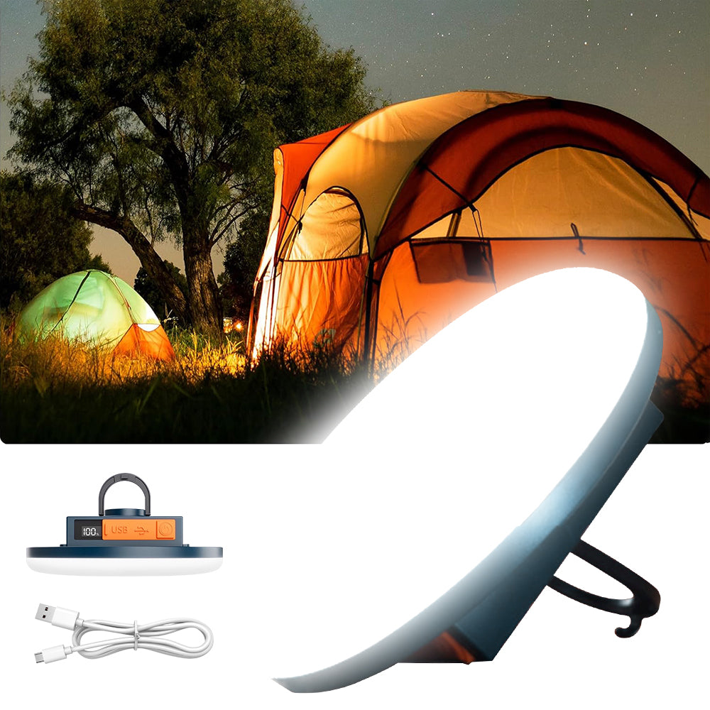 Eyotto Rechargeable Camping Lantern with Magnetic Hook, 7200mAh Round LED Camping Light with Digital Display, Waterproof Outdoor Camping Lantern with 4 Modes