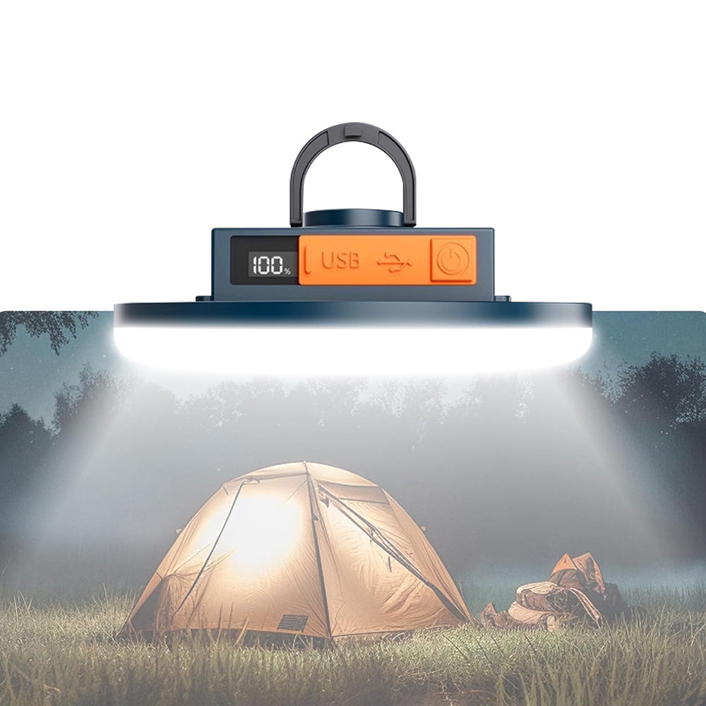 Eyotto Rechargeable Camping Lantern with Magnetic Hook, 7200mAh Round LED Camping Light with Digital Display, Waterproof Outdoor Camping Lantern with 4 Modes