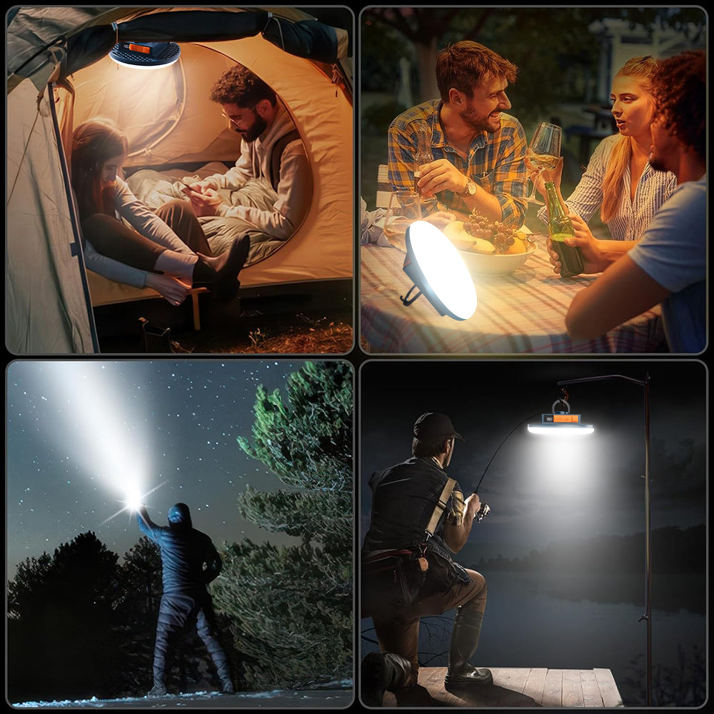 Eyotto Rechargeable Camping Lantern with Magnetic Hook, 7200mAh Round LED Camping Light with Digital Display, Waterproof Outdoor Camping Lantern with 4 Modes