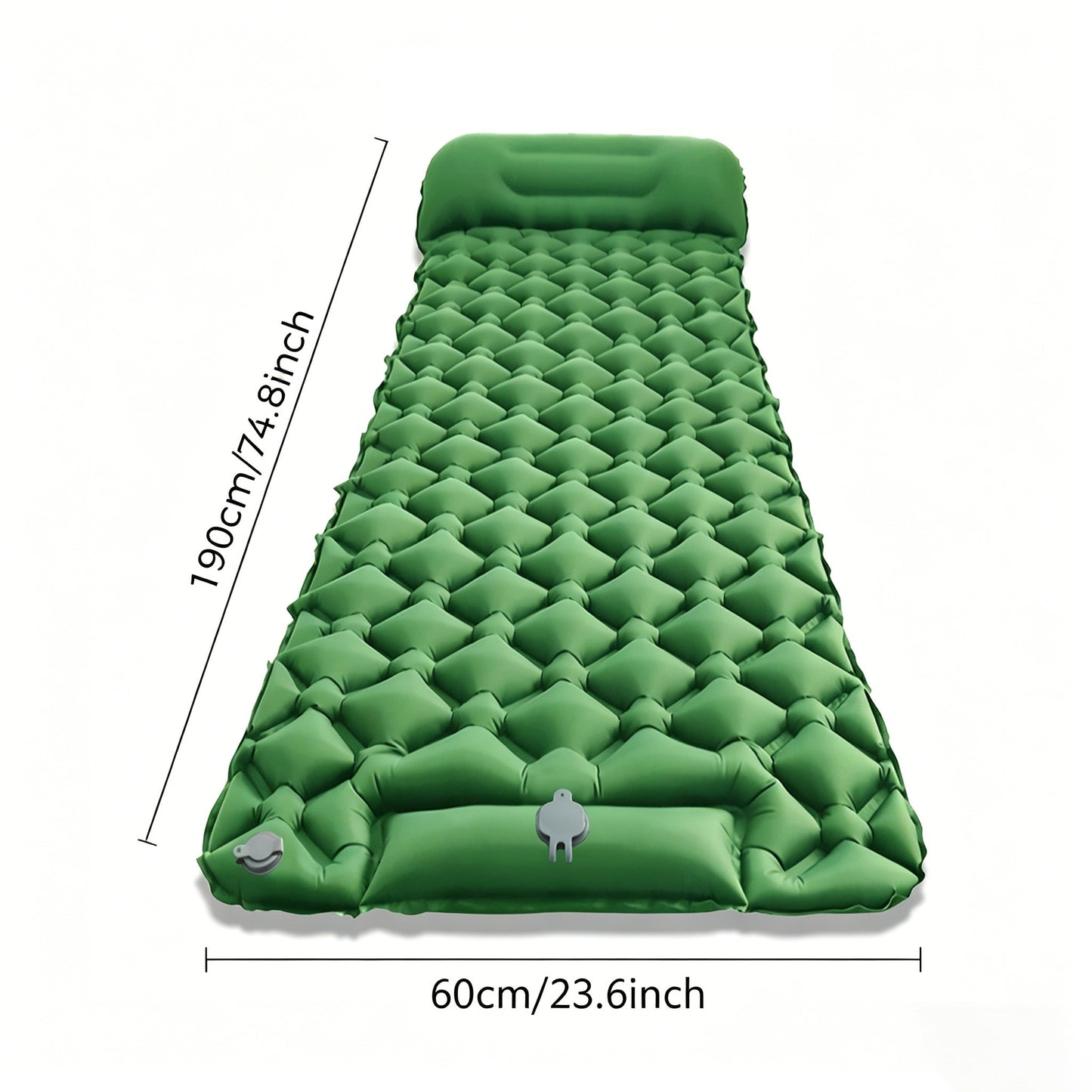 Eyotto Camping Sleeping Pad - Self Inflating, 74.8"L x 23.6"W Camping Mat Sleeping Pad with Pillow Built-in Foot Pump, Blow Up Portable Air Bed for Camping Hiking Travel, Green, Single Size