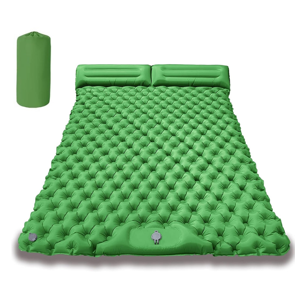 Eyotto Camping Sleeping Pad - Self Inflating, 74.8"L x 47.2"W Camping Mat Sleeping Pad with Pillow Built-in Foot Pump, Blow Up Portable Air Bed for Camping Hiking Travel, Green, Full Size