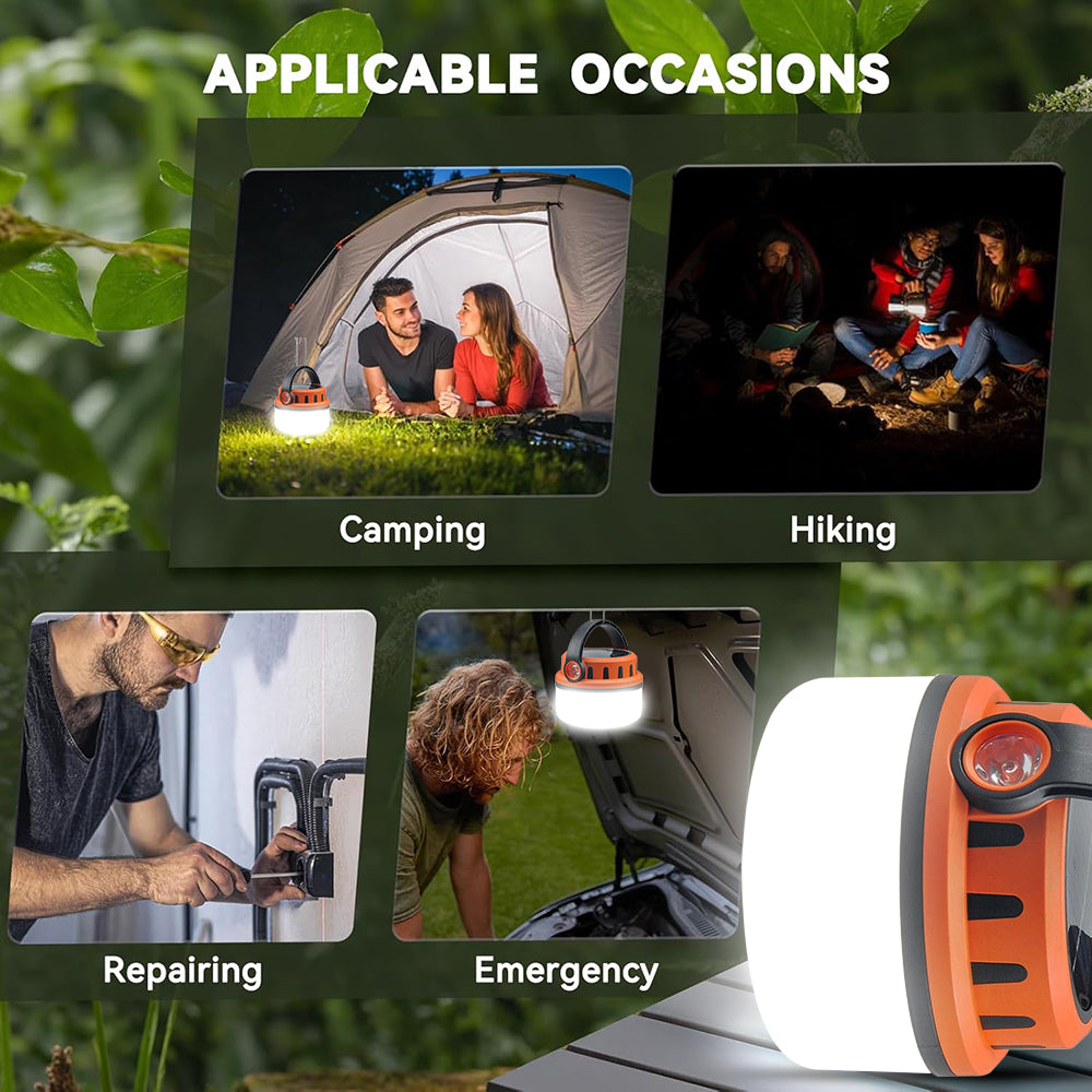 eYotto Solar LED Camping Light, 2400mAh Rechargeable Camping Lantern with Flashlight, Portable Solar Outdoor Tent Light Flashlight with Hook for Outdoor Activities Hiking Picnic Climbing Fishing
