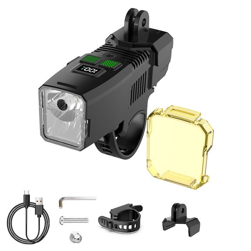 Eyotto 2000mAh Bike Light with Digital Display, Auto Adjustble Sensoring Bicycle Headlight, Rechargeable Bike Light with Cover for Rainy Foggy Day