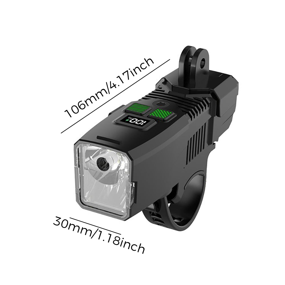 Eyotto 2000mAh Bike Light with Digital Display, Auto Adjustble Sensoring Bicycle Headlight, Rechargeable Bike Light with Cover for Rainy Foggy Day
