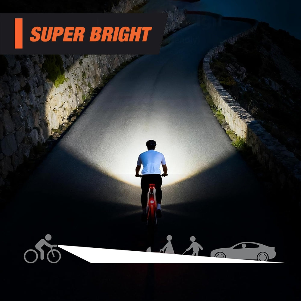 Eyotto Solar Bike Light Set with Alarming, Solar LED Bicycle Light Rechargeble Lighting with Horn, Bike Horn LED Headlight with 3 Lighting Modes