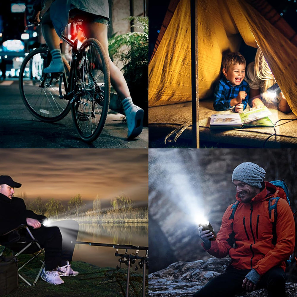 Eyotto Solar Bike Light Set with Alarming, Solar LED Bicycle Light Rechargeble Lighting with Horn, Bike Horn LED Headlight with 3 Lighting Modes