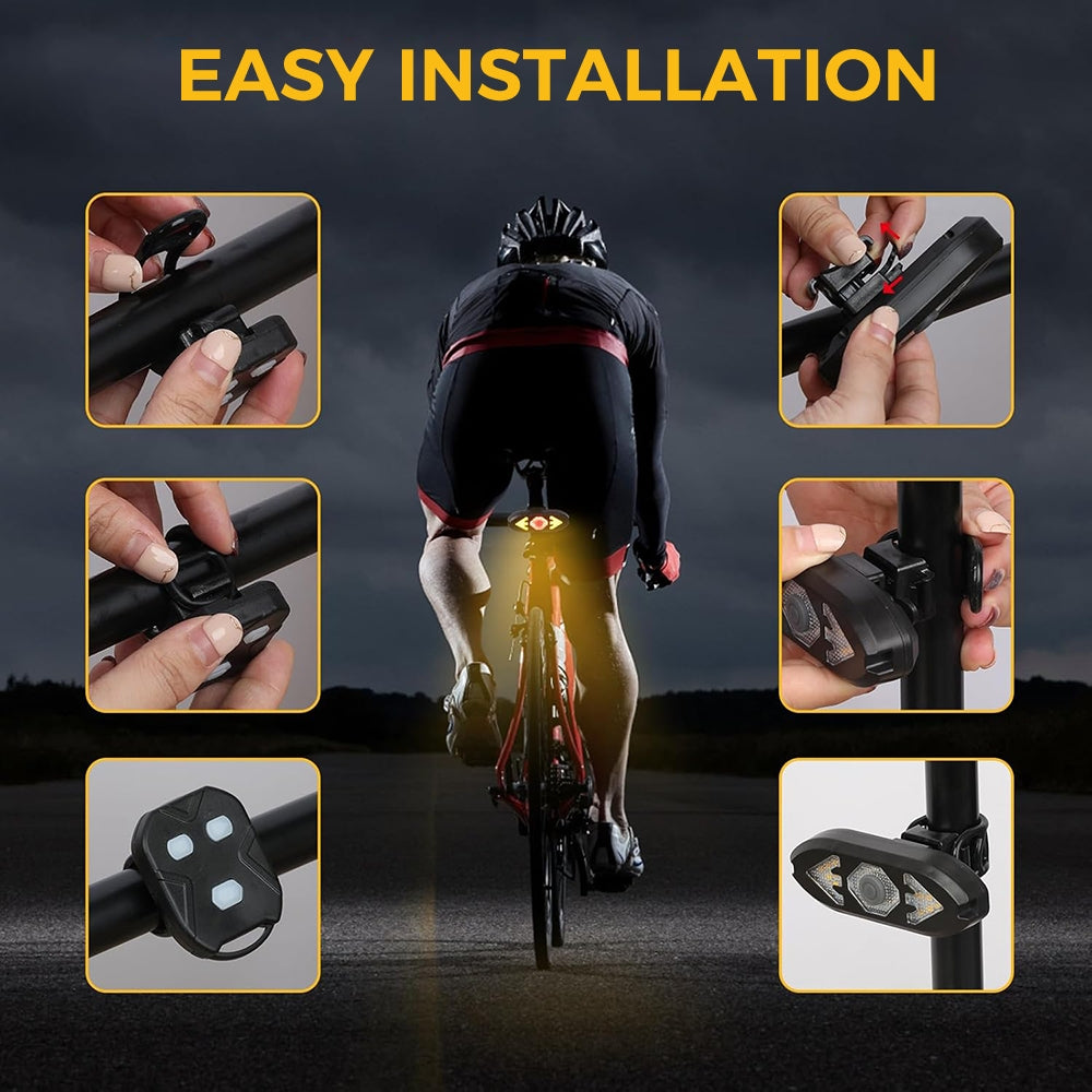 Eyotto 32 LED Bike Turning Signal Light with Remote, Bicycle Lighting Bike Taillight Rechargeable Light for Handlebars Seat Posts Backpacks Scooters Ebike