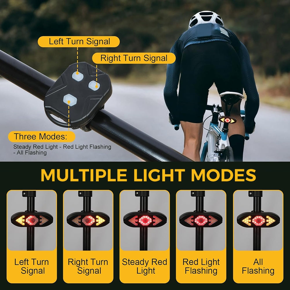 Eyotto 32 LED Bike Turning Signal Light with Remote, Bicycle Lighting Bike Taillight Rechargeable Light for Handlebars Seat Posts Backpacks Scooters Ebike