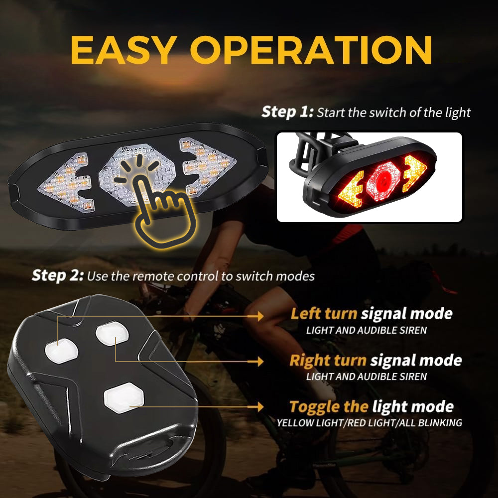 Eyotto 32 LED Bike Turning Signal Light with Remote, Bicycle Lighting Bike Taillight Rechargeable Light for Handlebars Seat Posts Backpacks Scooters Ebike