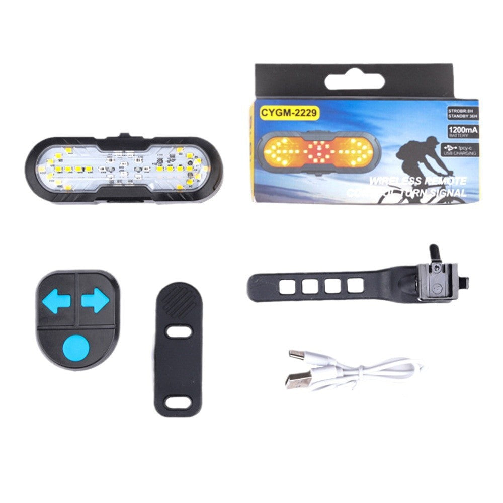 Eyotto 30 LED Bike Tail Light, 1200mAh Rechargeable Turning Signal Light with Remote, Bicycle LED Tail Lighting with Strap, Wireless Bike Light