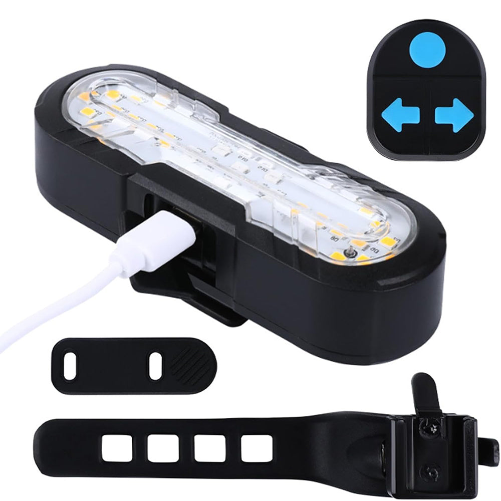 Eyotto 30 LED Bike Tail Light, 1200mAh Rechargeable Turning Signal Light with Remote, Bicycle LED Tail Lighting with Strap, Wireless Bike Light
