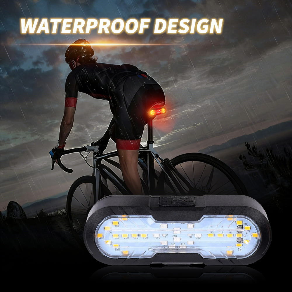 Eyotto 30 LED Bike Tail Light, 1200mAh Rechargeable Turning Signal Light with Remote, Bicycle LED Tail Lighting with Strap, Wireless Bike Light
