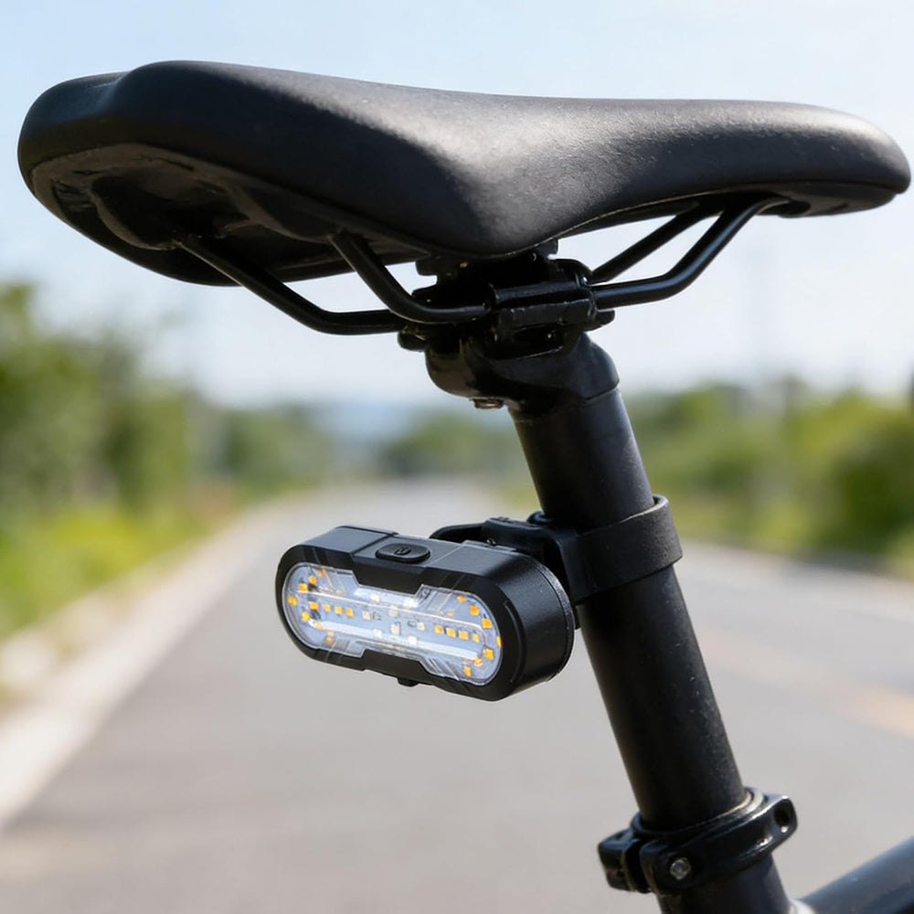 Eyotto 30 LED Bike Tail Light, 1200mAh Rechargeable Turning Signal Light with Remote, Bicycle LED Tail Lighting with Strap, Wireless Bike Light