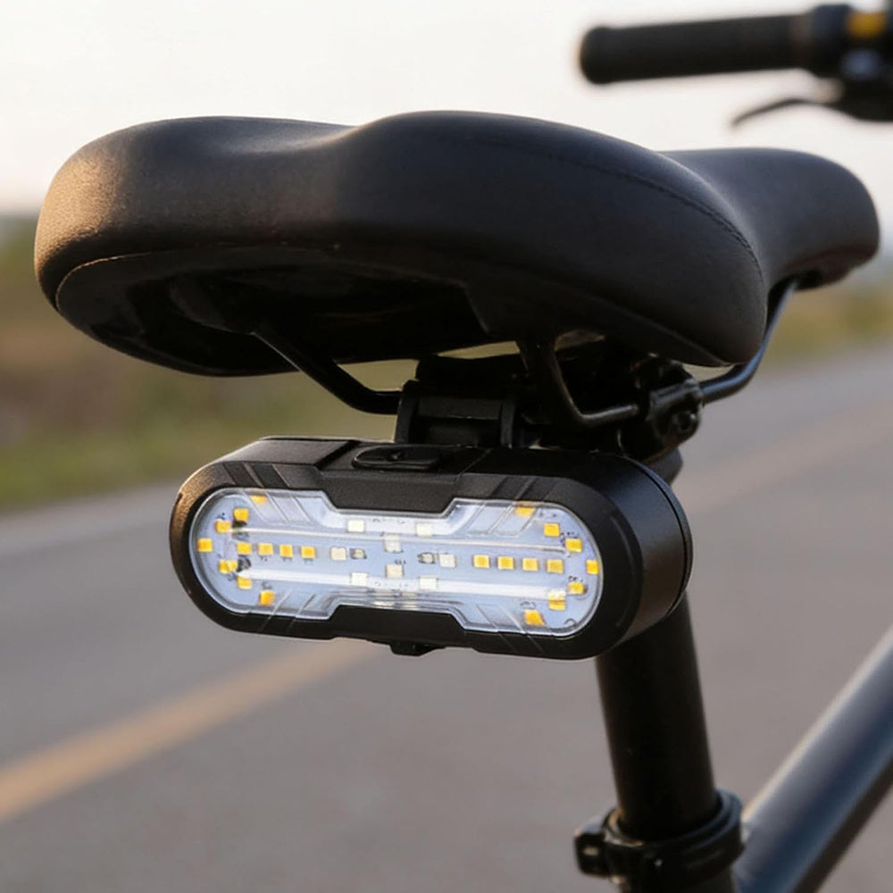 Eyotto 30 LED Bike Tail Light, 1200mAh Rechargeable Turning Signal Light with Remote, Bicycle LED Tail Lighting with Strap, Wireless Bike Light