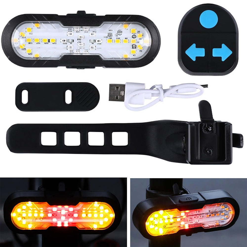 Eyotto 30 LED Bike Tail Light, 1200mAh Rechargeable Turning Signal Light with Remote, Bicycle LED Tail Lighting with Strap, Wireless Bike Light