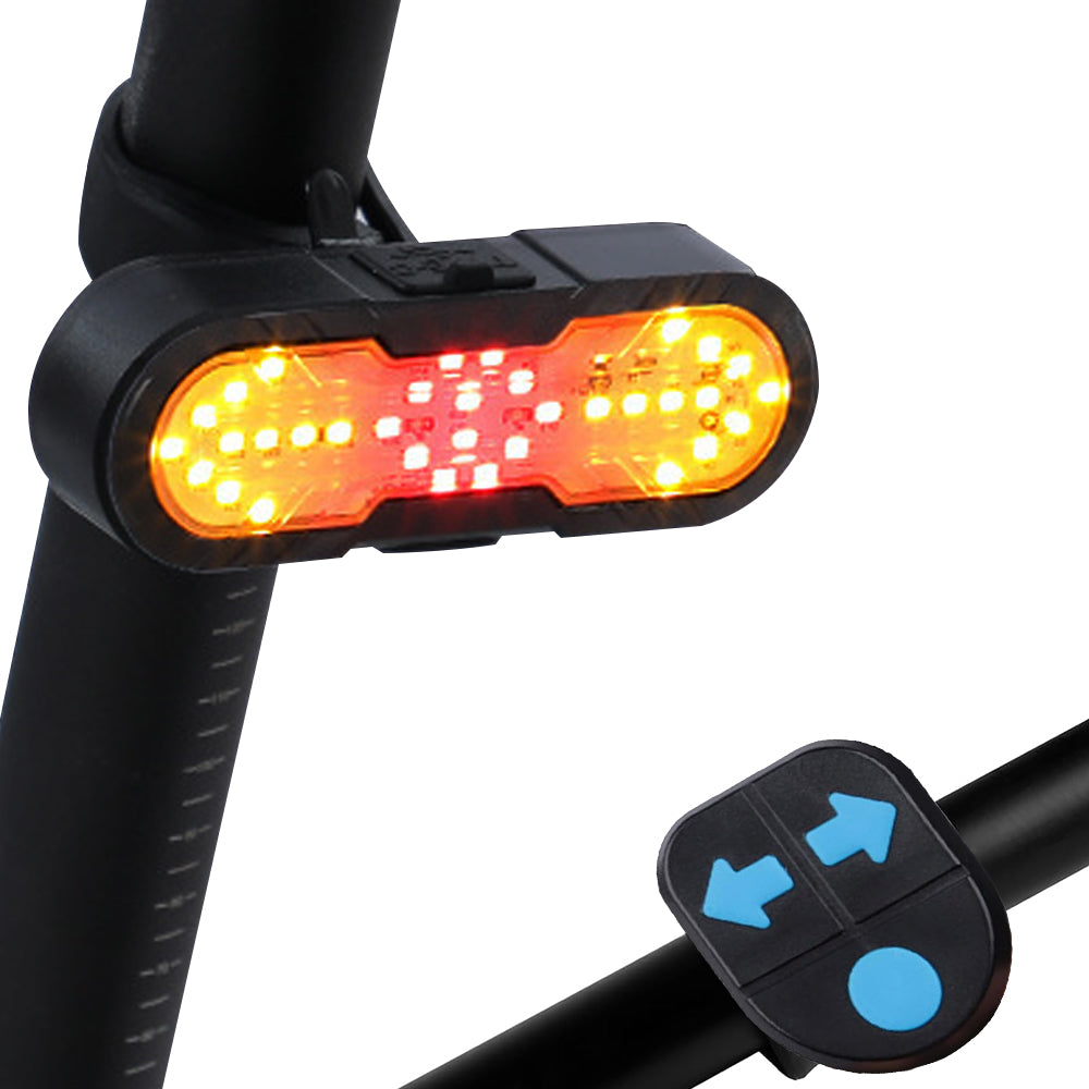 Eyotto 30 LED Bike Tail Light, 1200mAh Rechargeable Turning Signal Light with Remote, Bicycle LED Tail Lighting with Strap, Wireless Bike Light