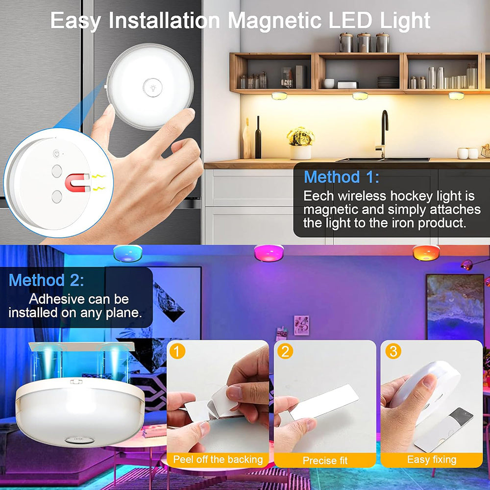 Eyotto 2pcs Wireless Shower Lights, 2000mAh Rechargeable Motion Sensor Night Lighting with RGB, LED Waterproof Party Lights for Ceiling Light Night Light Shower Light Bathroom Closet