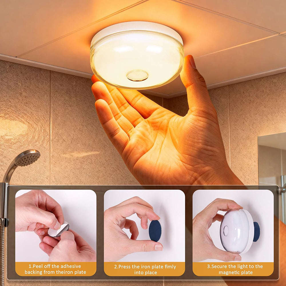 Eyotto 2pcs Wireless Shower Lights, 2000mAh Rechargeable Motion Sensor Night Lighting with RGB, LED Waterproof Party Lights for Ceiling Light Night Light Shower Light Bathroom Closet