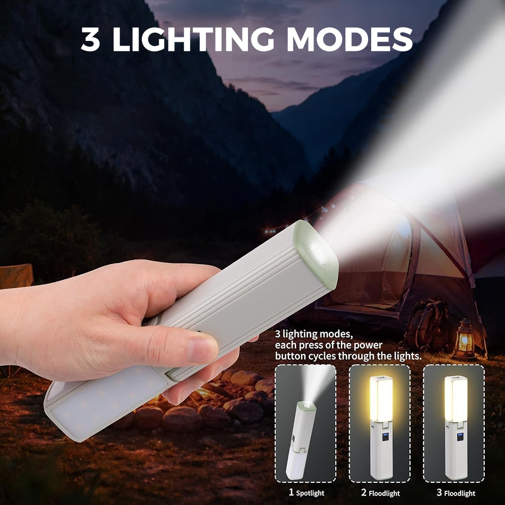 Eyotto 4 in 1 Camping Light with Hook, 2000mAh Rechargeable Camping Lantern Flashlight, Foldable Design Tent Flashlight for Night Light Storage Camping Outdoor Activities Hiking Climbing Travel
