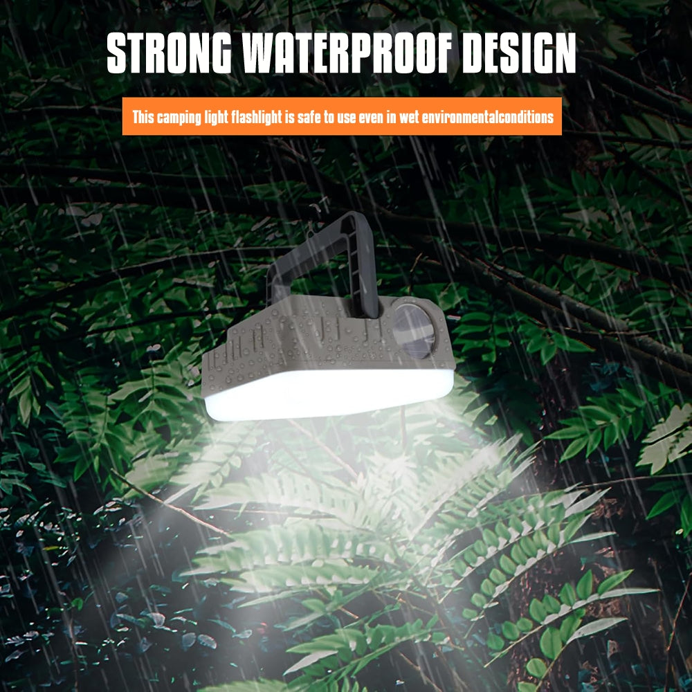 Eyotto Solar Camping Lantern, Rechargeable 2000mAh Solar Camping Light with Flashlight, Camping Tent Flashlight Lamp with Hook for Outdoor Activities Hiking Climbing Fishing